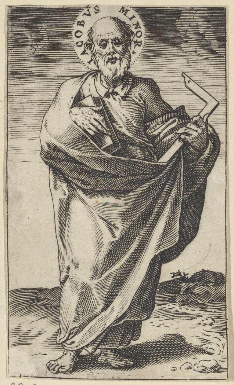 Kisebb Jakab apostol könyvvel és négyzettel Krisztus, Mária, Keresztelő János és az apostolok (sorozat címe) alkotó: Agostino Carracci
