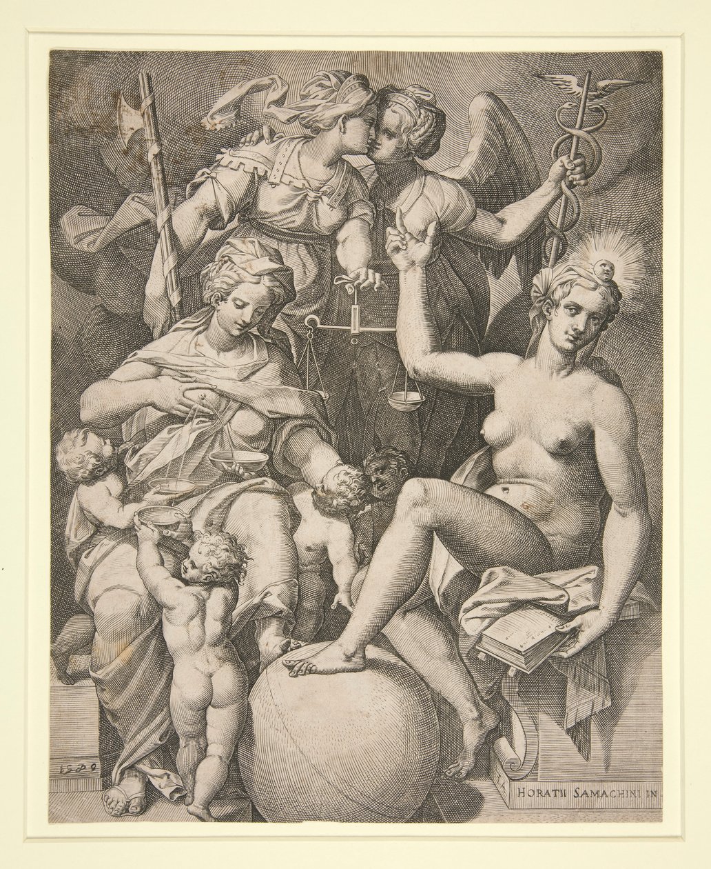 Jótékonyság, Igazságosság, Igazság és Béke alkotó: Agostino Carracci