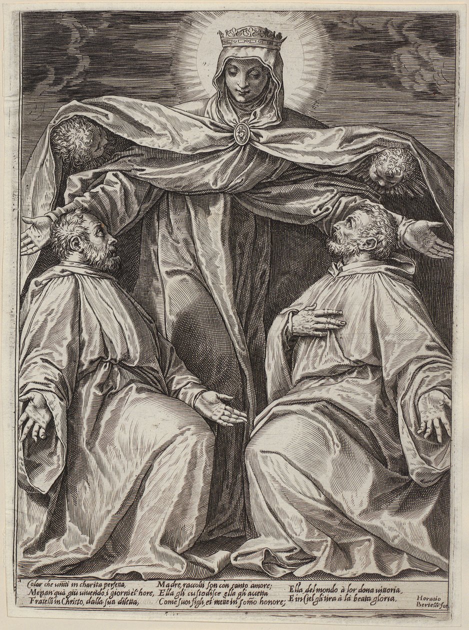 Egy védőköpenyes Madonna két rendtaggal alkotó: Agostino Carracci