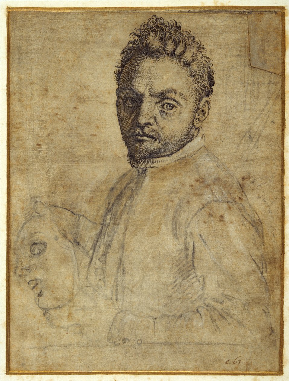 Giovanni Gabrielli, "il Sivello" (metszet, fekete tinta és fekete kréta) alkotó: Agostino Carracci