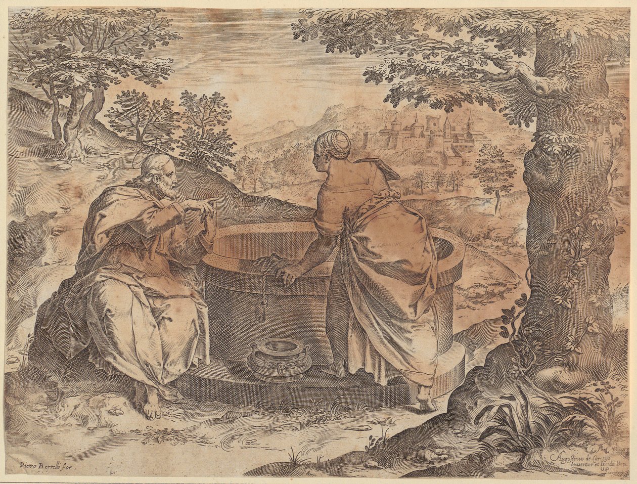 Jézus és a szamaritánus asszony alkotó: Agostino Carracci