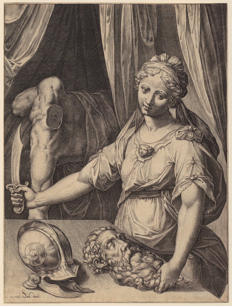 Judit Holofernész fejével alkotó: Agostino Carracci