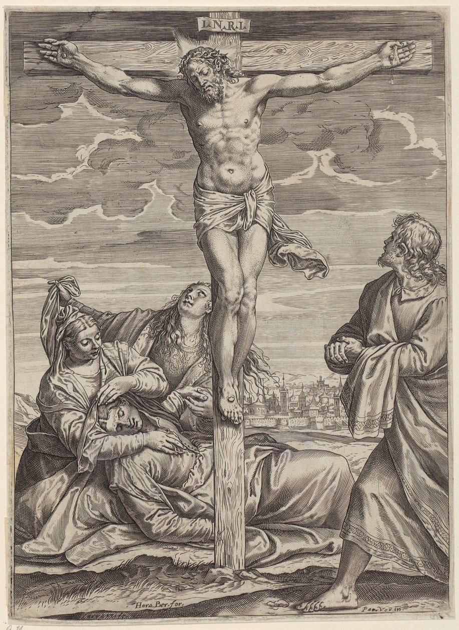 Keresztre feszítés alkotó: Agostino Carracci