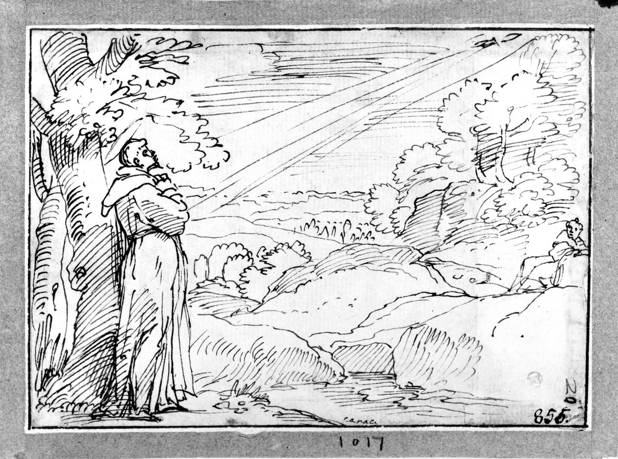 Tájkép Szent Ferenccel alkotó: Agostino Carracci