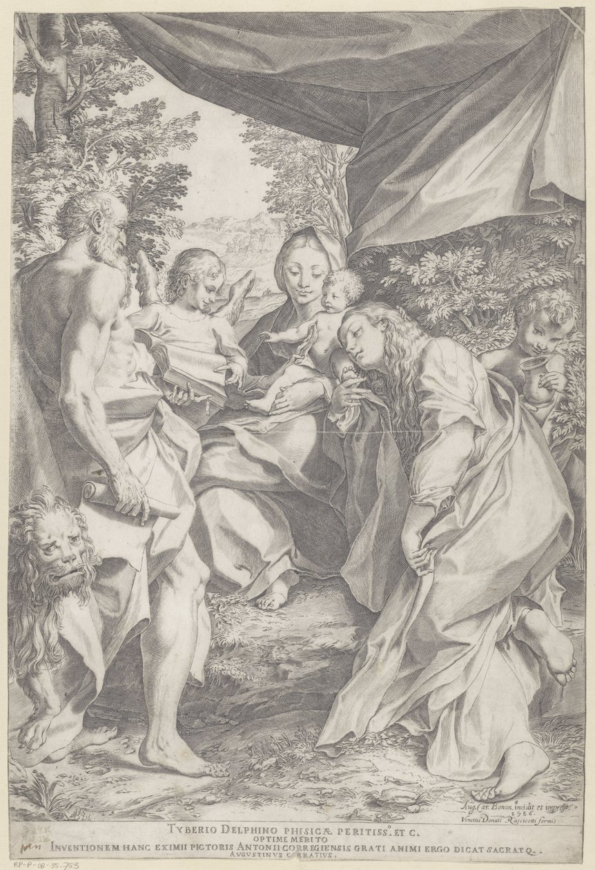 Mária gyermekével és Szent Jeromos és Mária Magdolna alkotó: Agostino Carracci