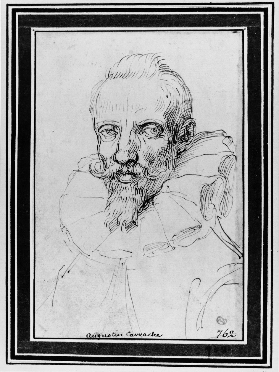 Egy szakállas férfi portréja alkotó: Agostino Carracci