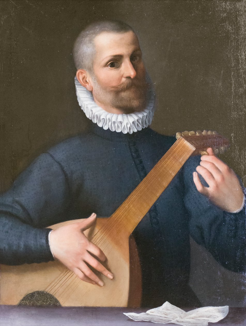 Egy lantos portréja, valószínűleg Orazio Bassani alkotó: Agostino Carracci