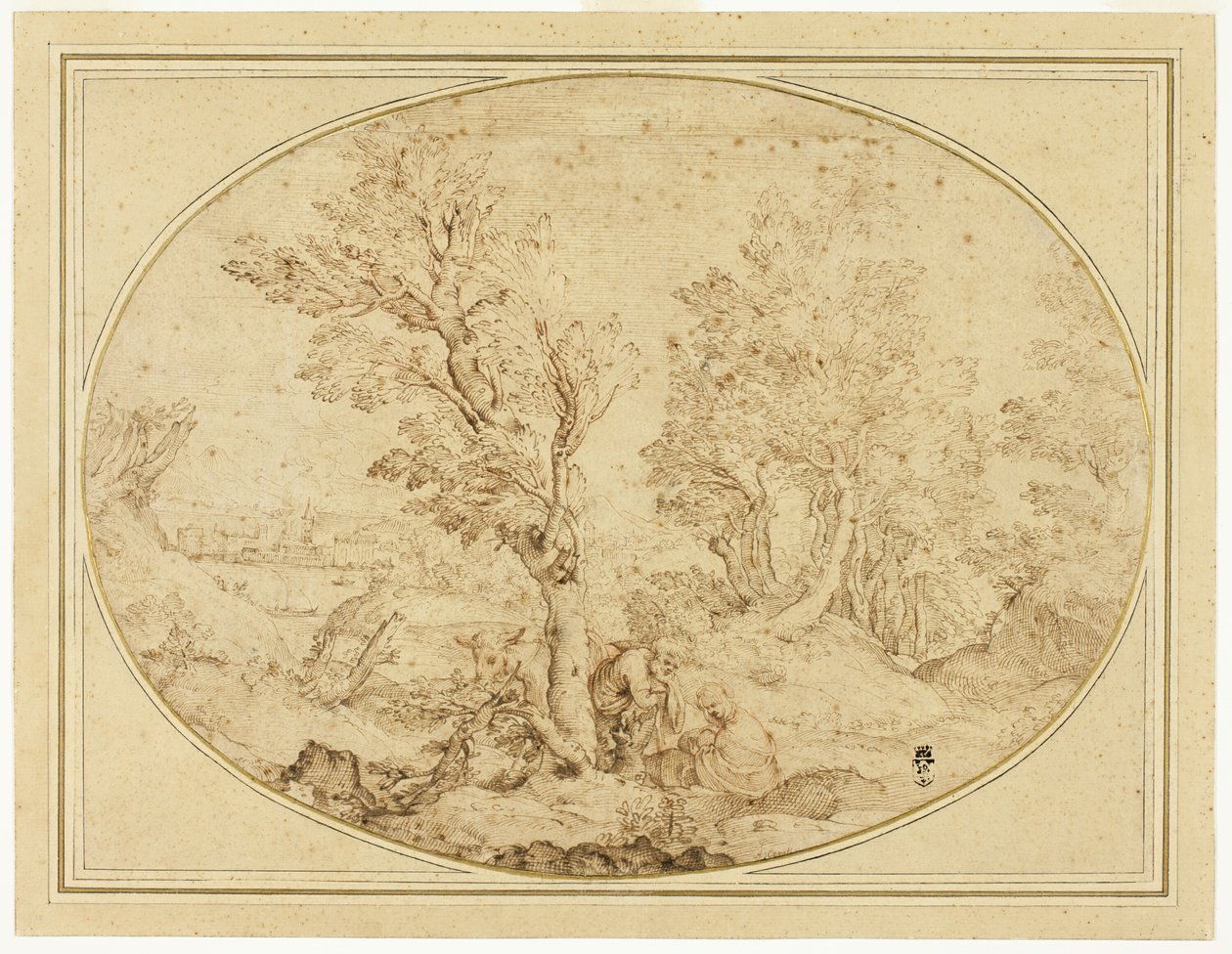 Pihenjen az egyiptomi repülésen alkotó: Agostino Carracci