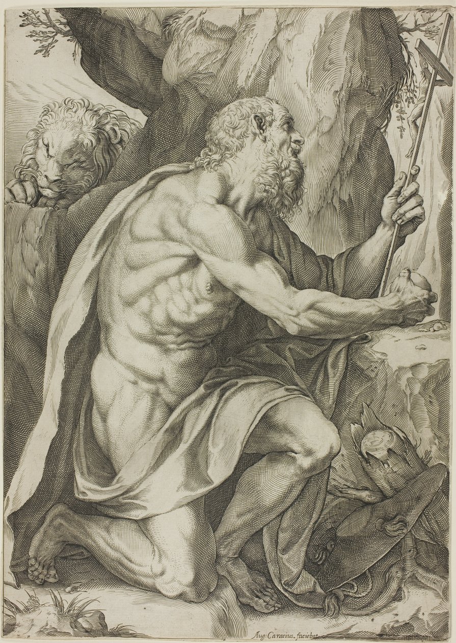 Szent Jeromos a bűnbánatban alkotó: Agostino Carracci
