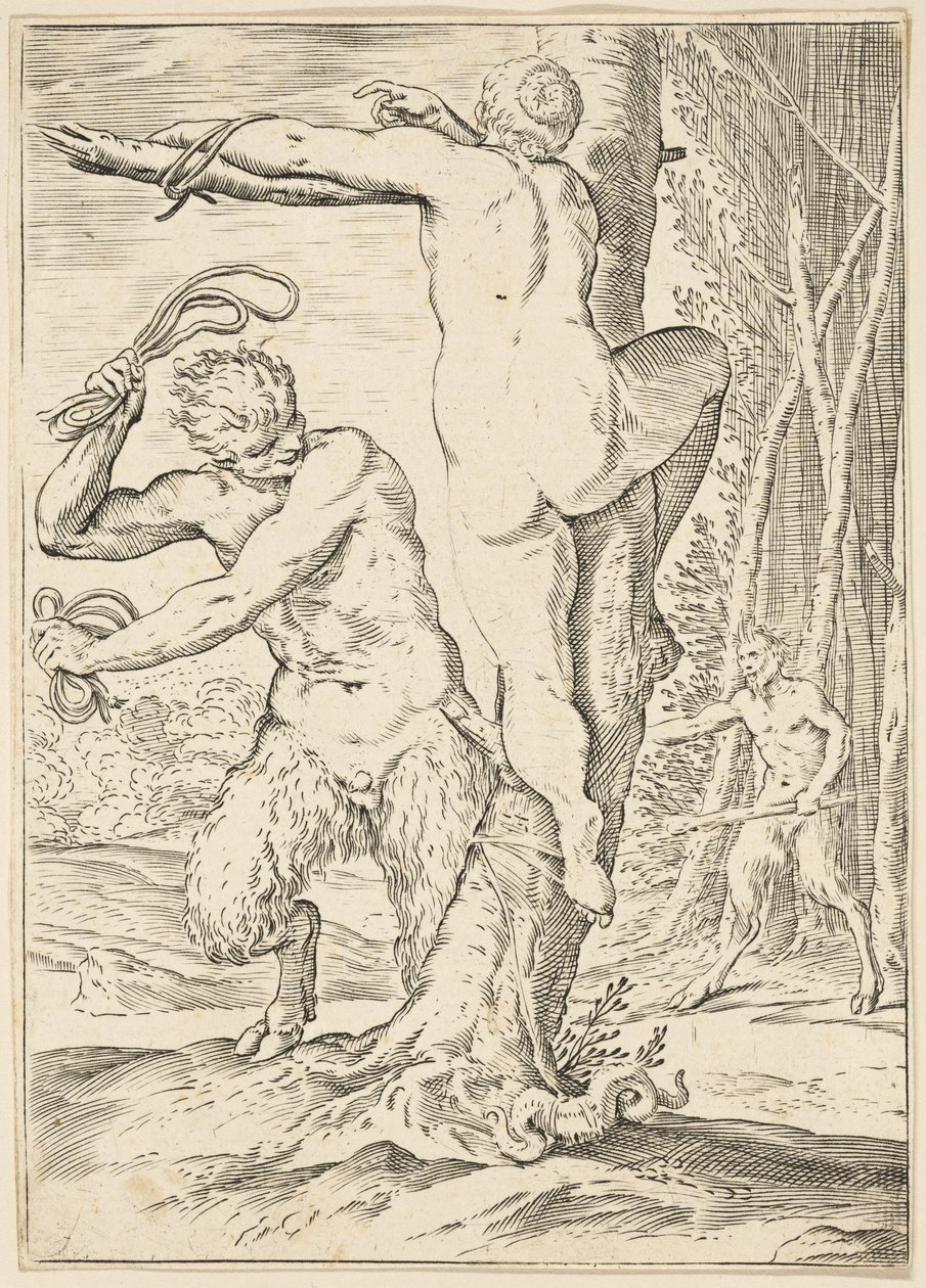 A szatír nimfát korbácsoló, 1590-95 körül alkotó: Agostino Carracci