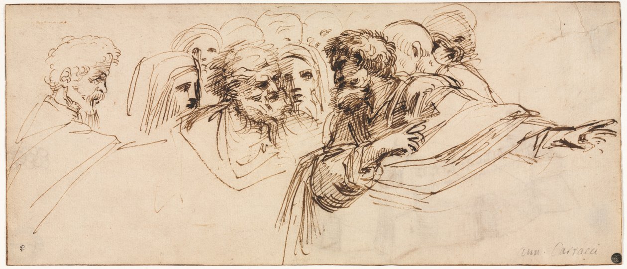 Tanulmány a fejekről recto, 1500-as évek 2. fele. alkotó: Agostino Carracci