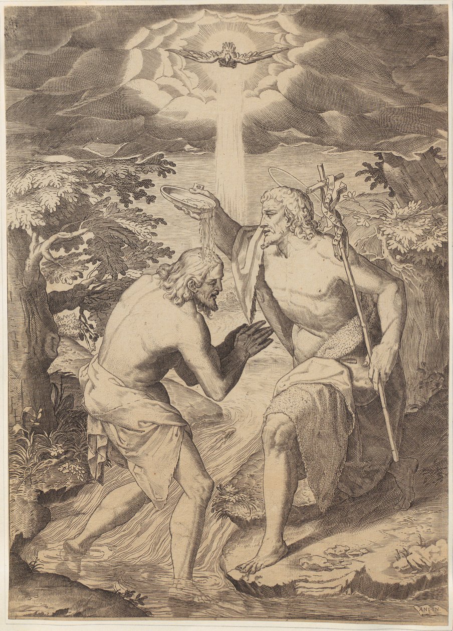 Krisztus megkeresztelése alkotó: Agostino Carracci