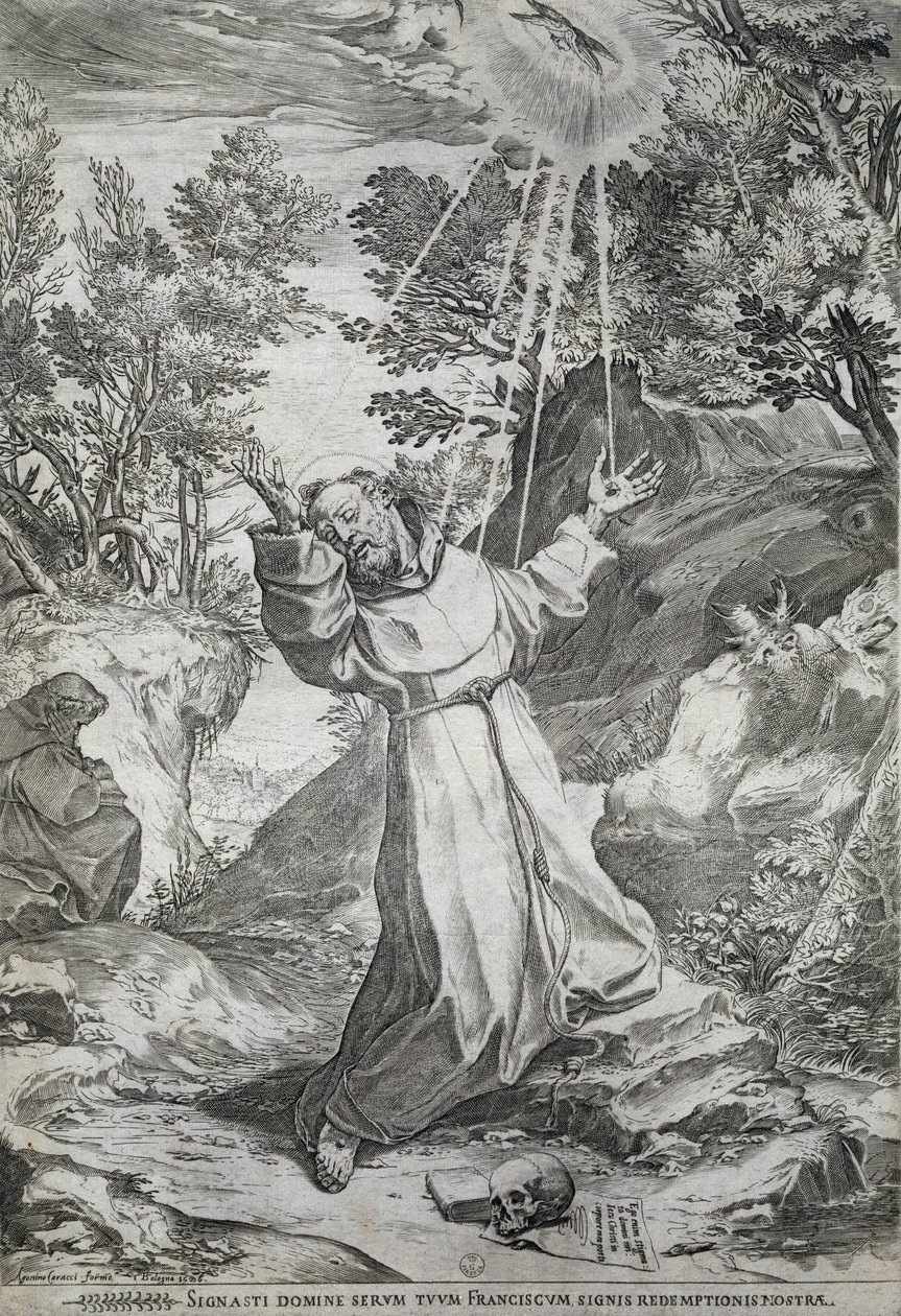 Szent Ferenc megbélyegzése a La Verna hegyen (1224) alkotó: Agostino Carracci