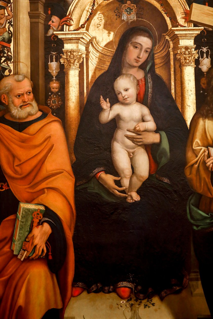 Madonna és gyermeke a szentekkel. 16. század (Olaj, fa) alkotó: Agostino Marti