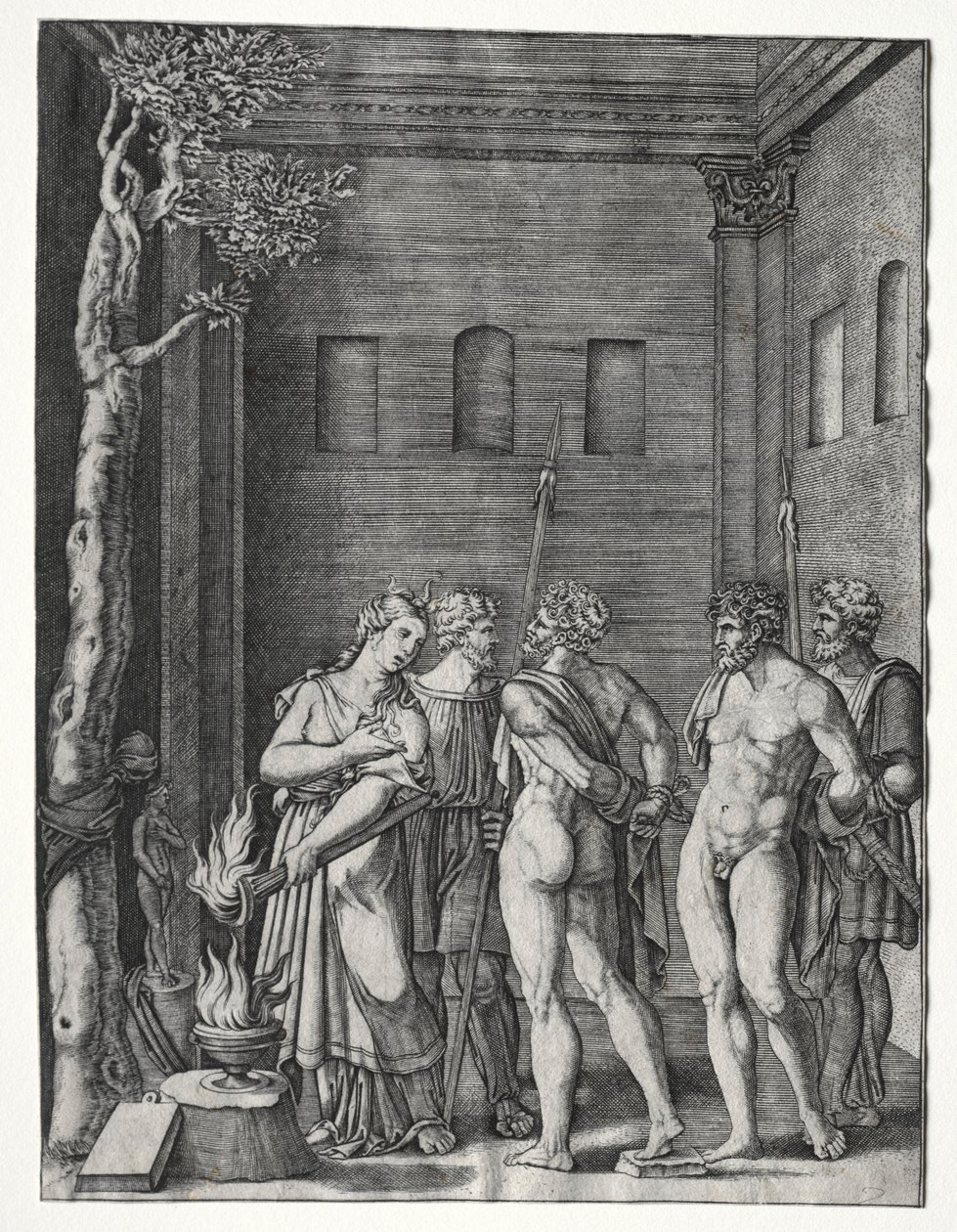 Oresztest és Pyladészt áldozatra vitték Iphigeniába, 15141536. alkotó: Agostino Musi