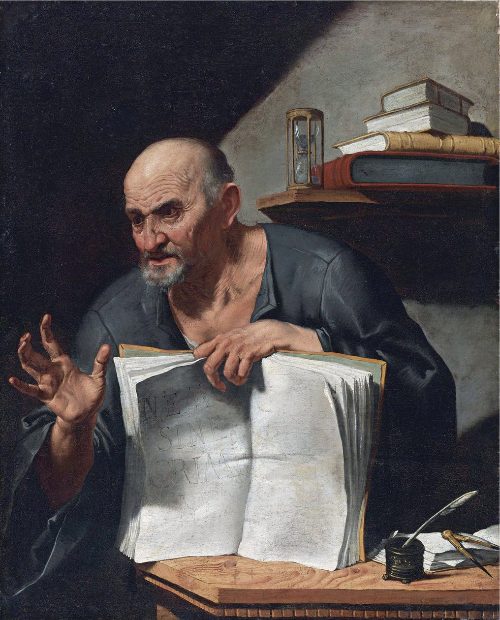 Dionysius Cato (3eme ou 4eme siecle) - Peinture de Agostino Scilla (1629-1700), - Olaj, vászon, 98,5x80,6 - Magángyűjtemény alkotó: Agostino Scilla