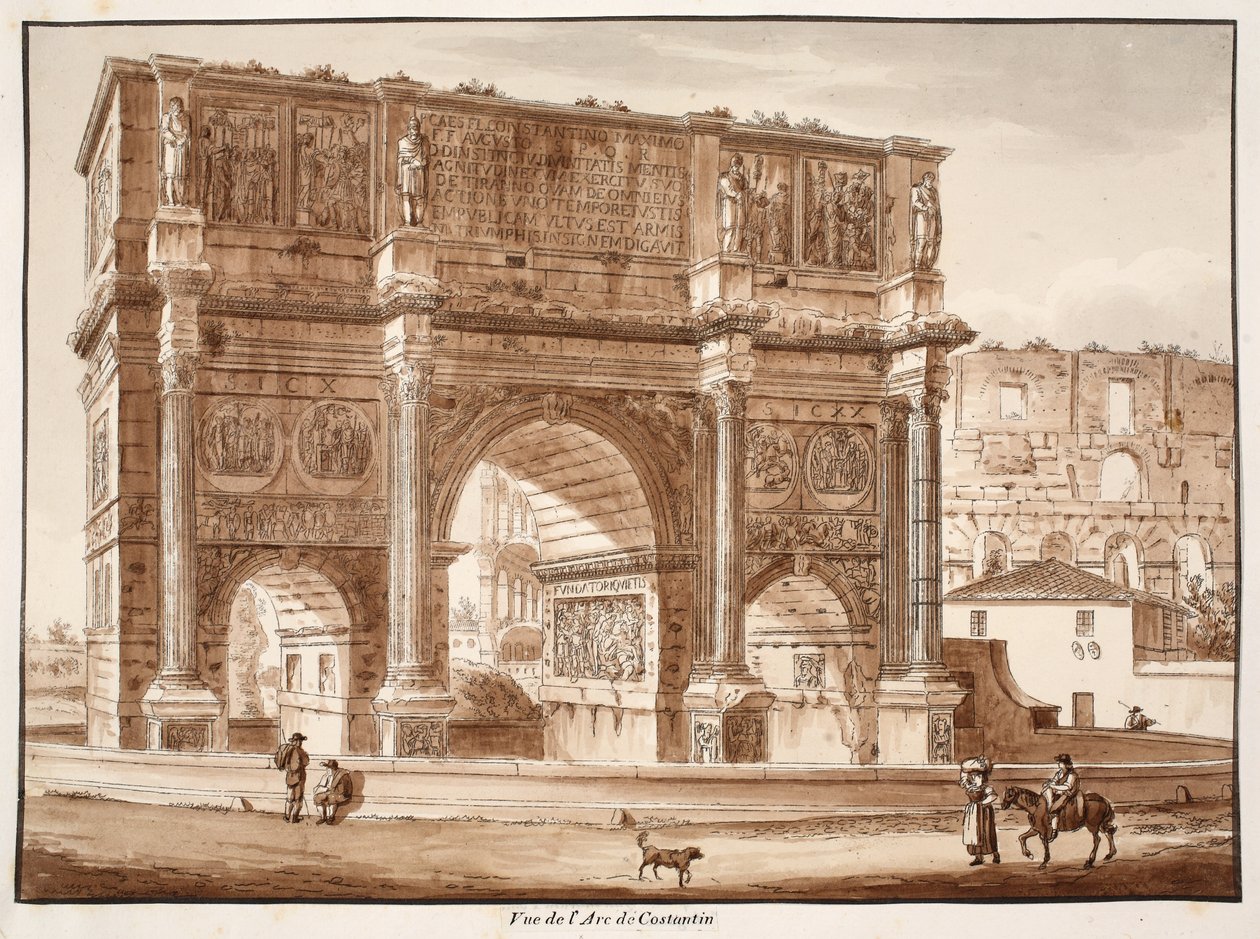 Konstantin diadalívének képe, 1833 (barna mosású rézkarc) alkotó: Agostino Tofanelli