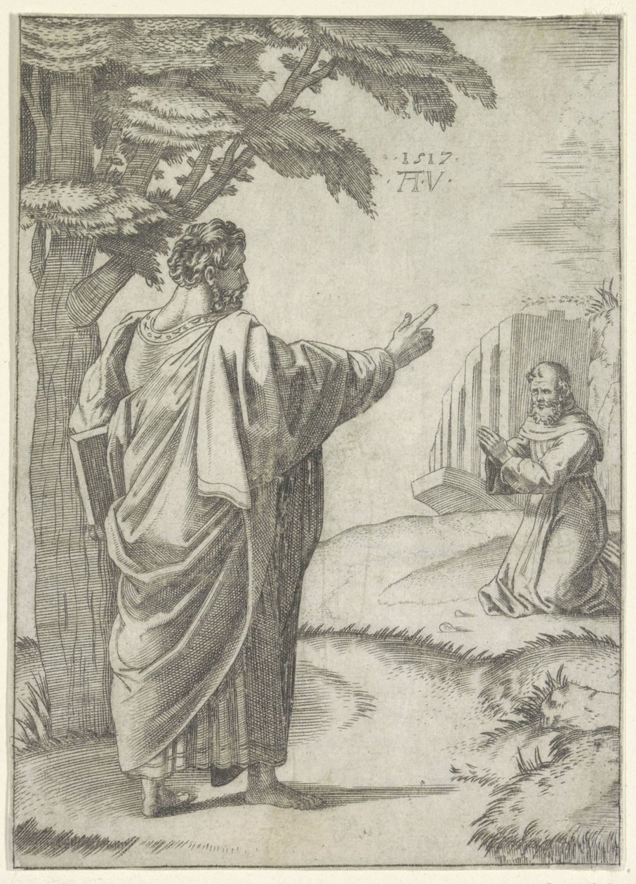 Szent Pál és egy ferences szerzetes alkotó: Agostino Veneziano