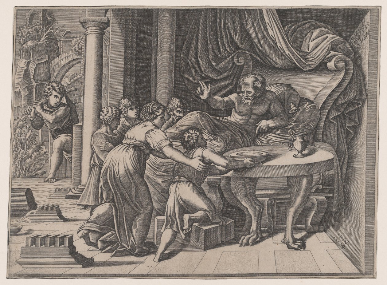 Izsák megáldja Jákóbot, 1524. alkotó: Agostino Veneziano