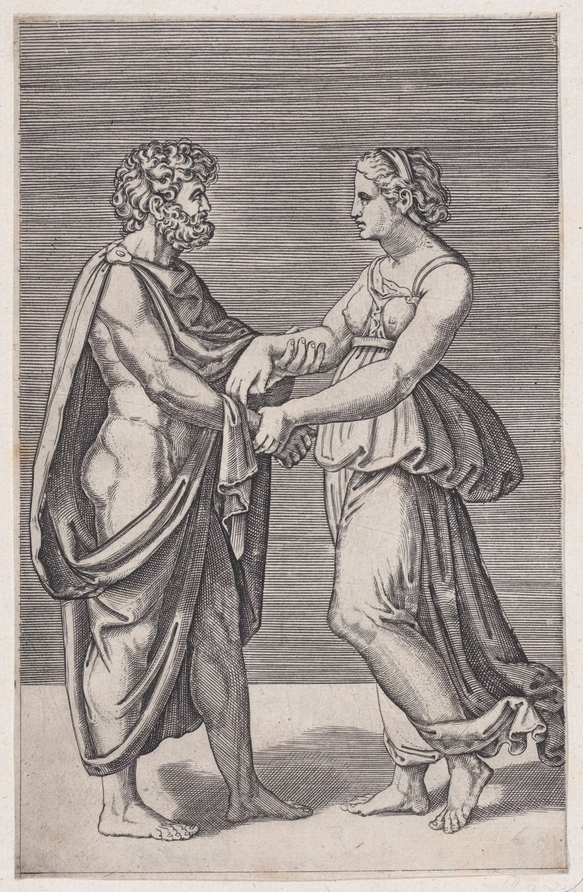 Férfi és nő kézenfogva, 1516-17. alkotó: Agostino Veneziano