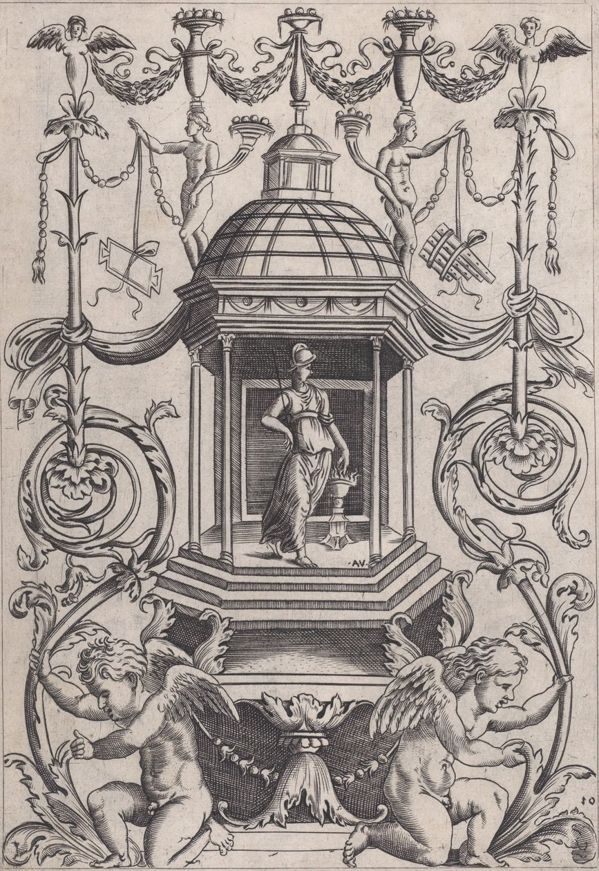 Dísztábla, kb. 1514-36. alkotó: Agostino Veneziano