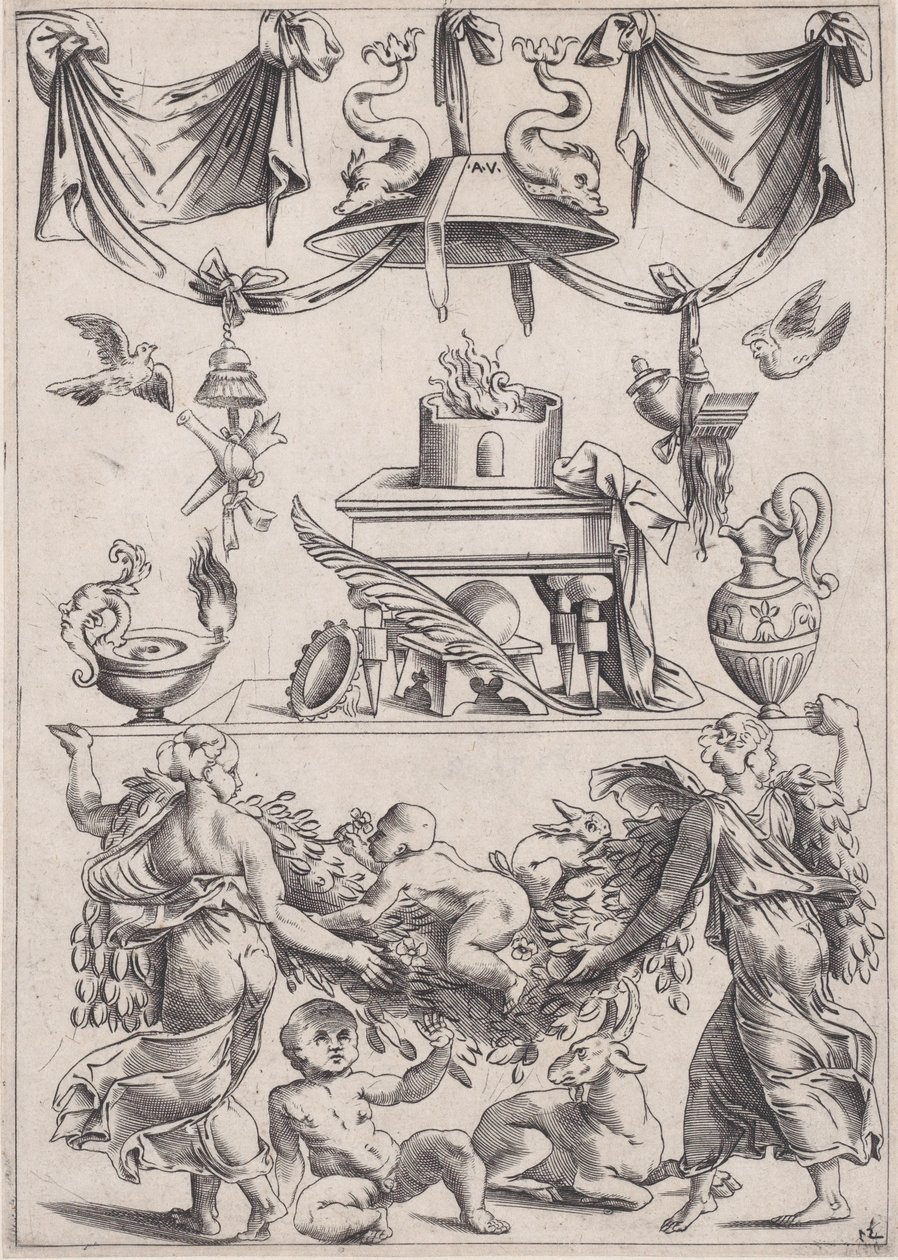 Dísztábla, kb. 1514-36. alkotó: Agostino Veneziano