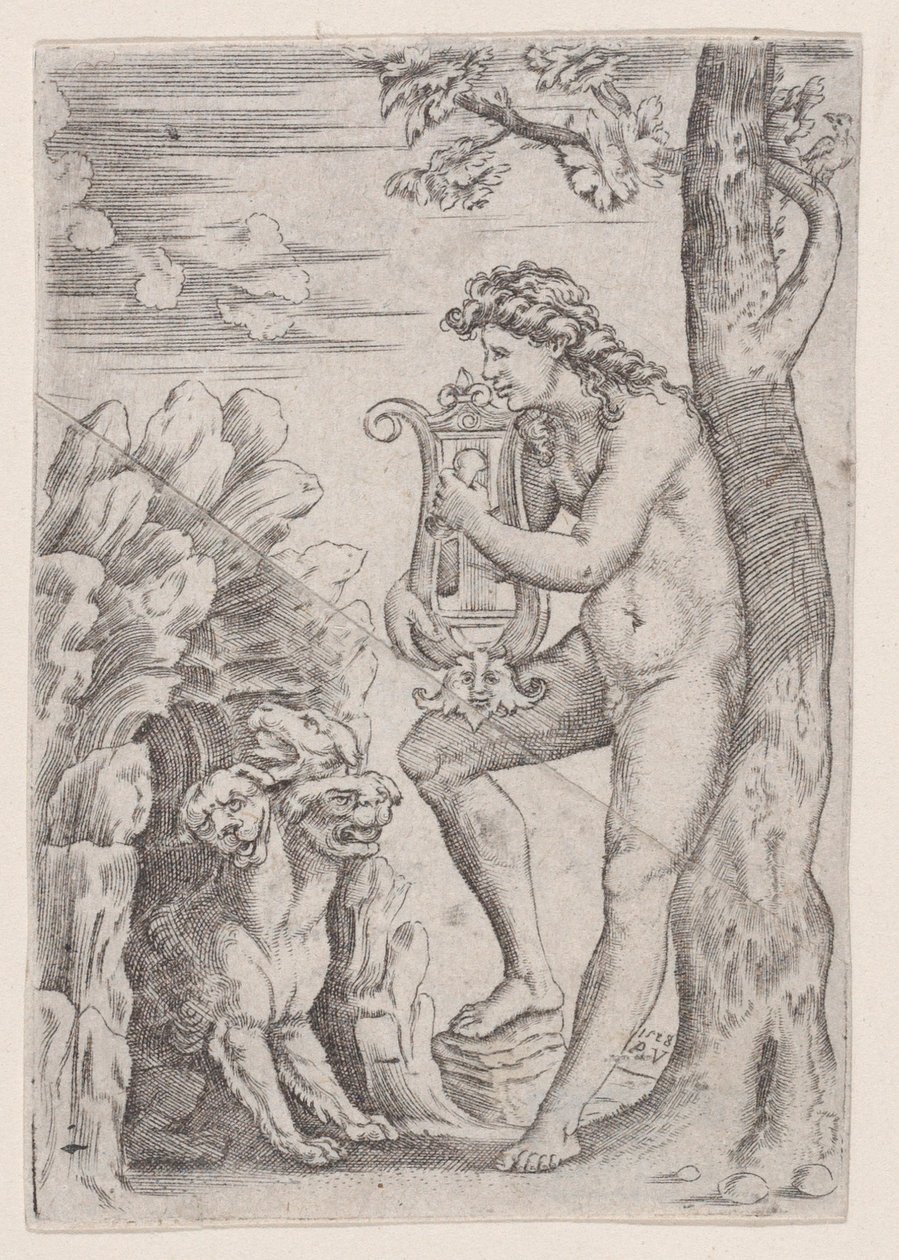 Orpheus, 1528-ban. alkotó: Agostino Veneziano