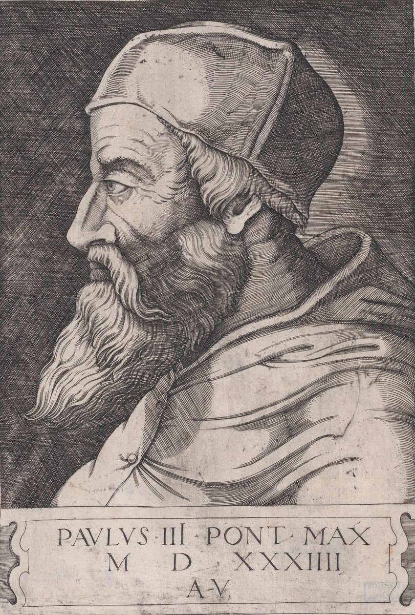 III. Pál pápa koponyafejben, kb. 1514-36. alkotó: Agostino Veneziano
