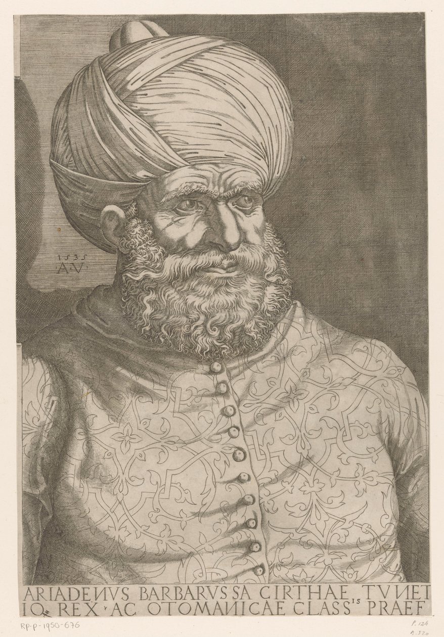 Khair ad-Din Barbarossa admirális portréja alkotó: Agostino Veneziano