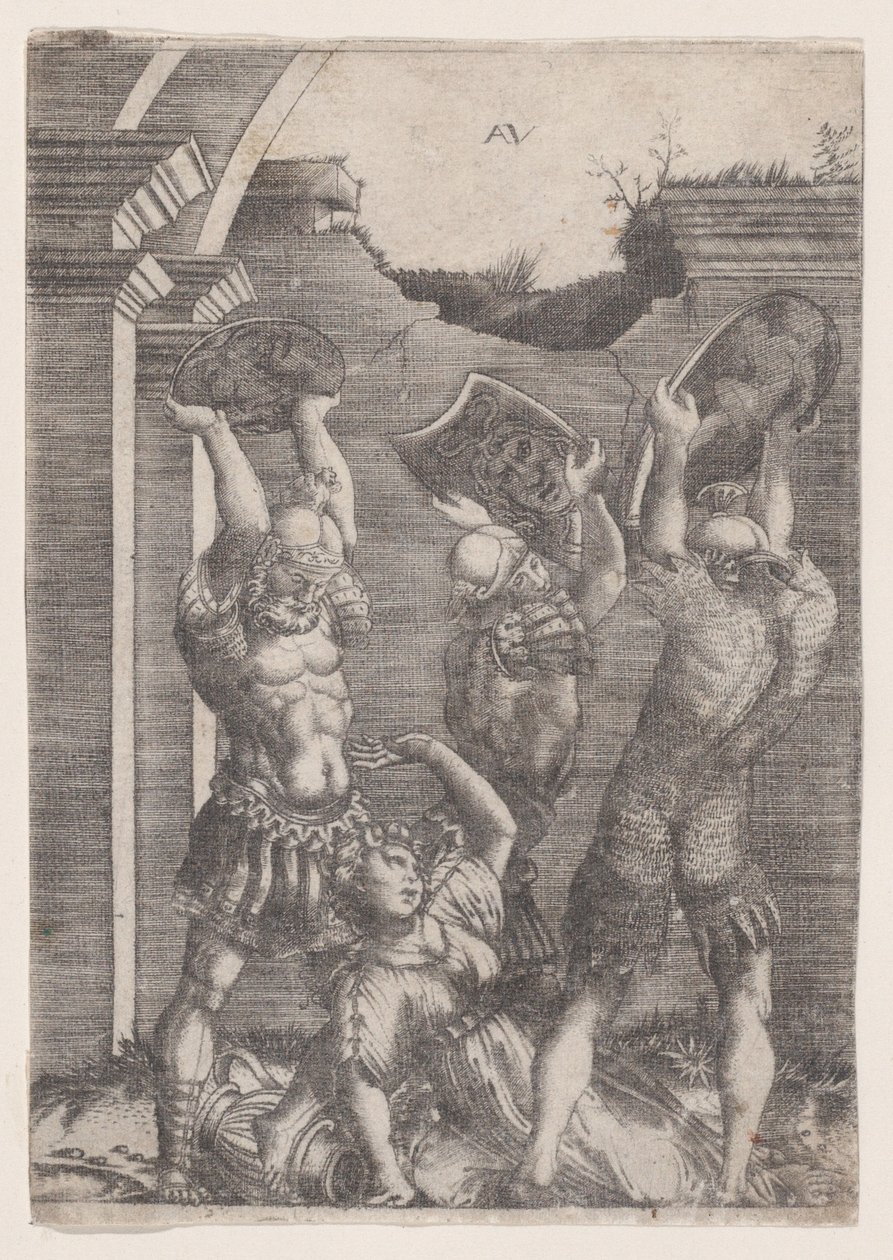A szabinok által összetört Tarpeia, kb. 1514-3 alkotó: Agostino Veneziano
