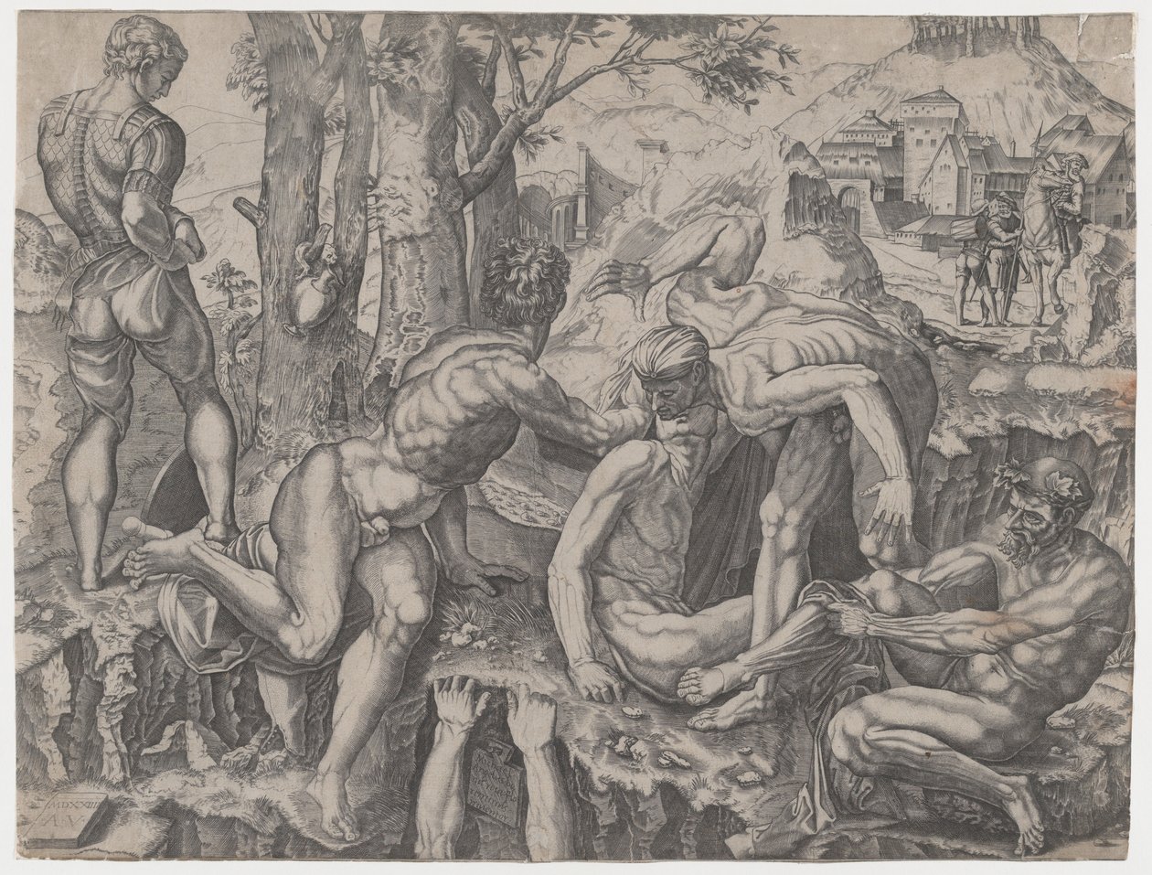 A hegymászók, 1524-ben. alkotó: Agostino Veneziano