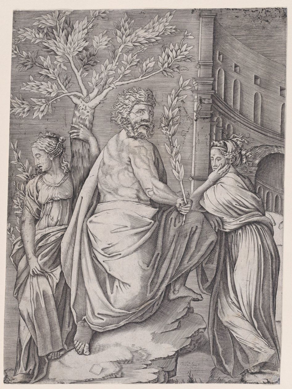 A babérágú ember, kb. 1514-36. alkotó: Agostino Veneziano