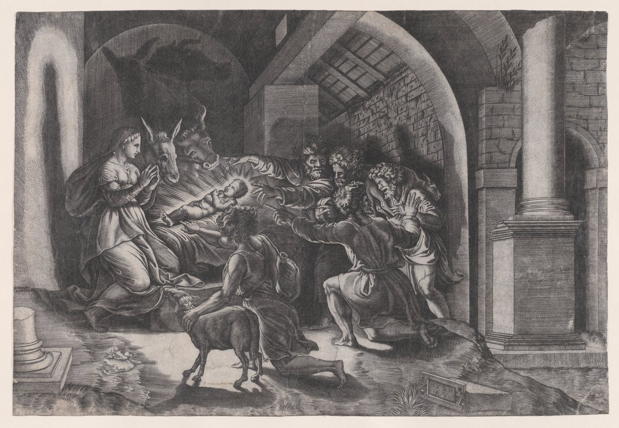 A Születés, 1531-ben. alkotó: Agostino Veneziano