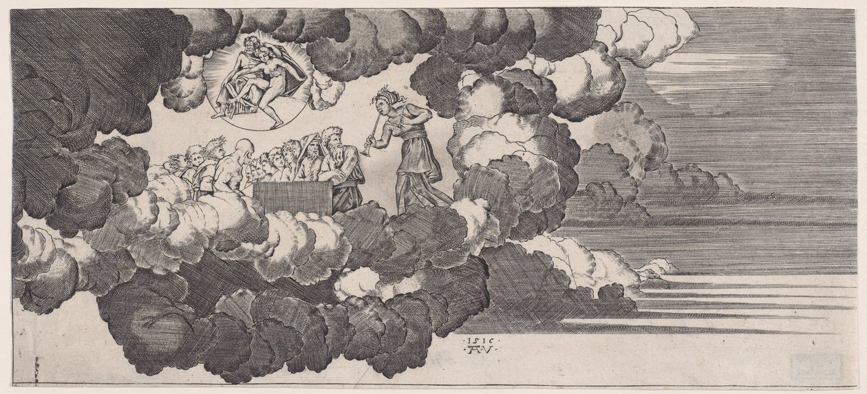 Az Olympusra hozott hírek 1516-ban. alkotó: Agostino Veneziano