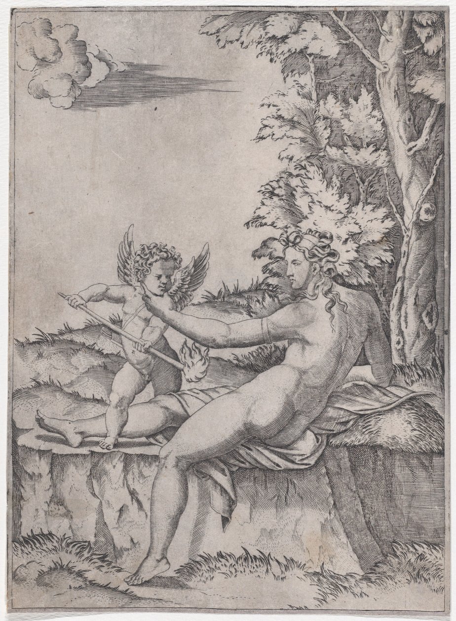 Vénusz és Erosz, kb. 1514-36. alkotó: Agostino Veneziano