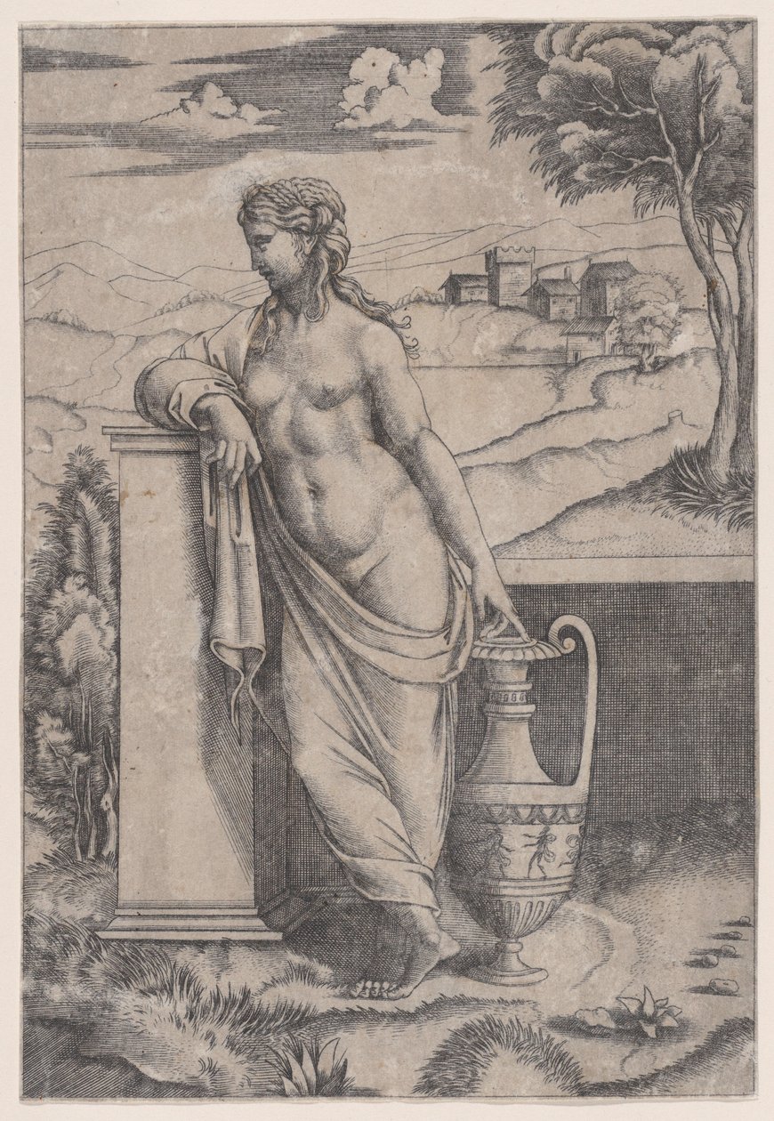 Váza közelében álló nő, kb. 1514-36. alkotó: Agostino Veneziano