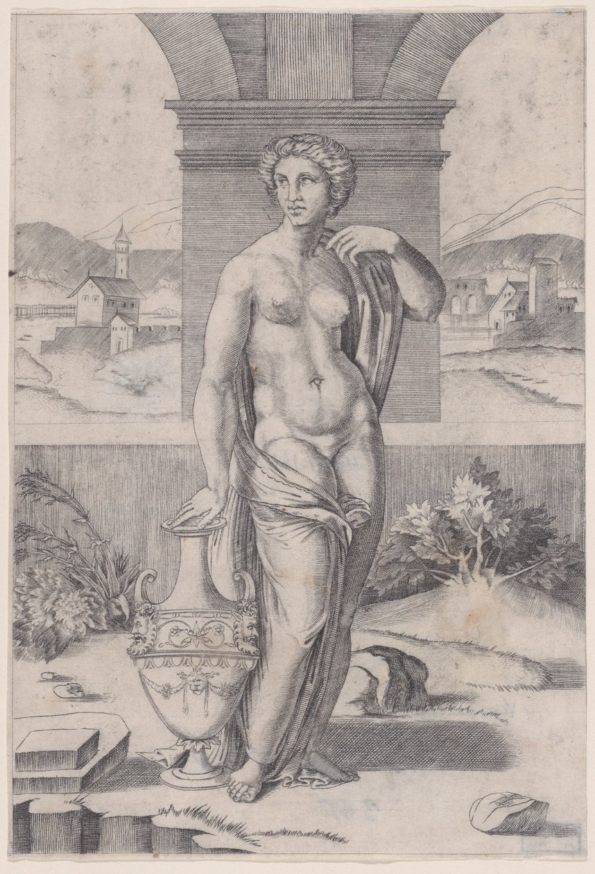 Váza közelében álló nő, kb. 1514-36. alkotó: Agostino Veneziano