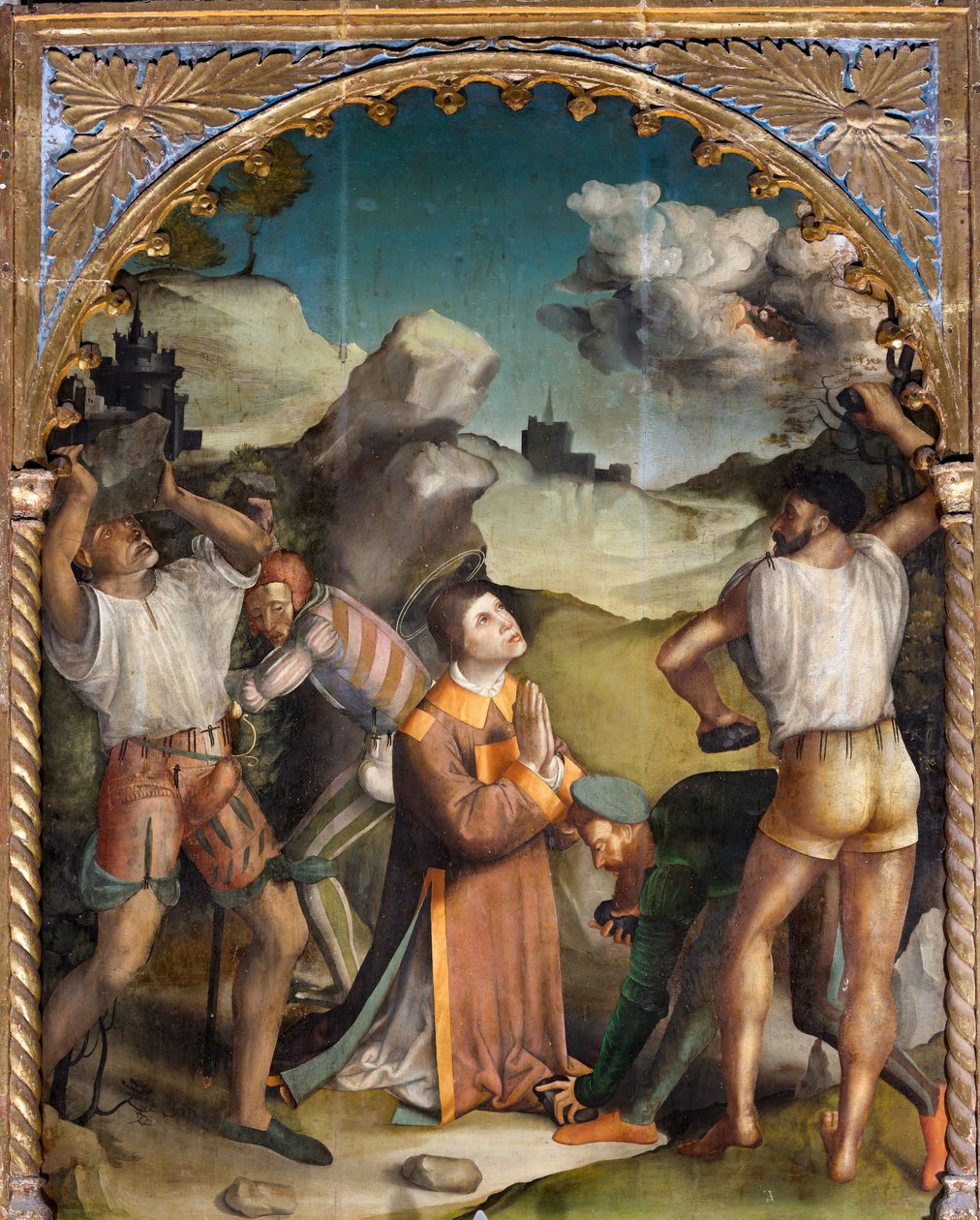 Szent István megkövezése, 16. század első fele (olaj, tábla) alkotó: Agostino da (attr.to) Casanova