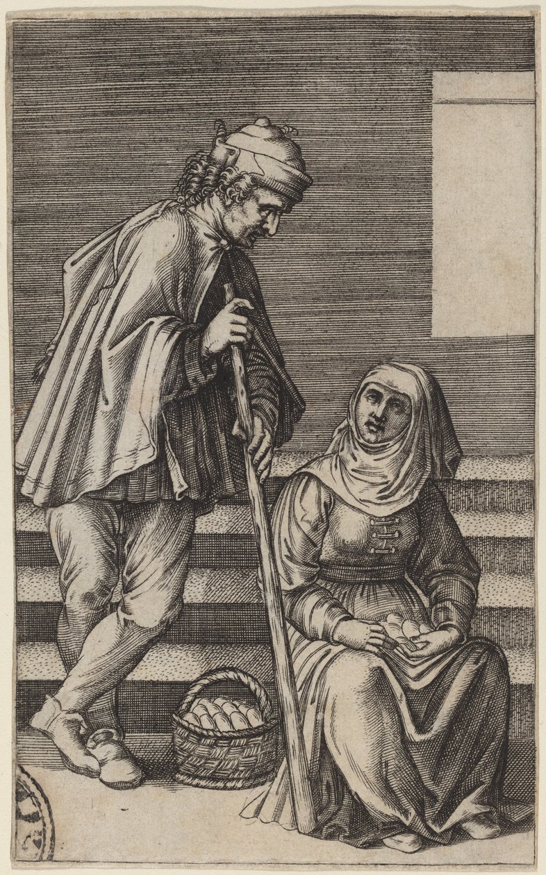 Paraszt és tojásos nő alkotó: Agostino dei Musi after Raphael