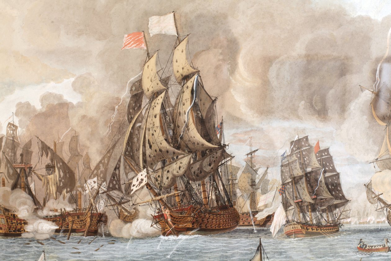 A tengeri csata 1782. április 12 -én zajlott Guadeloupe közelében alkotó: Aimé Louis Dumoulin