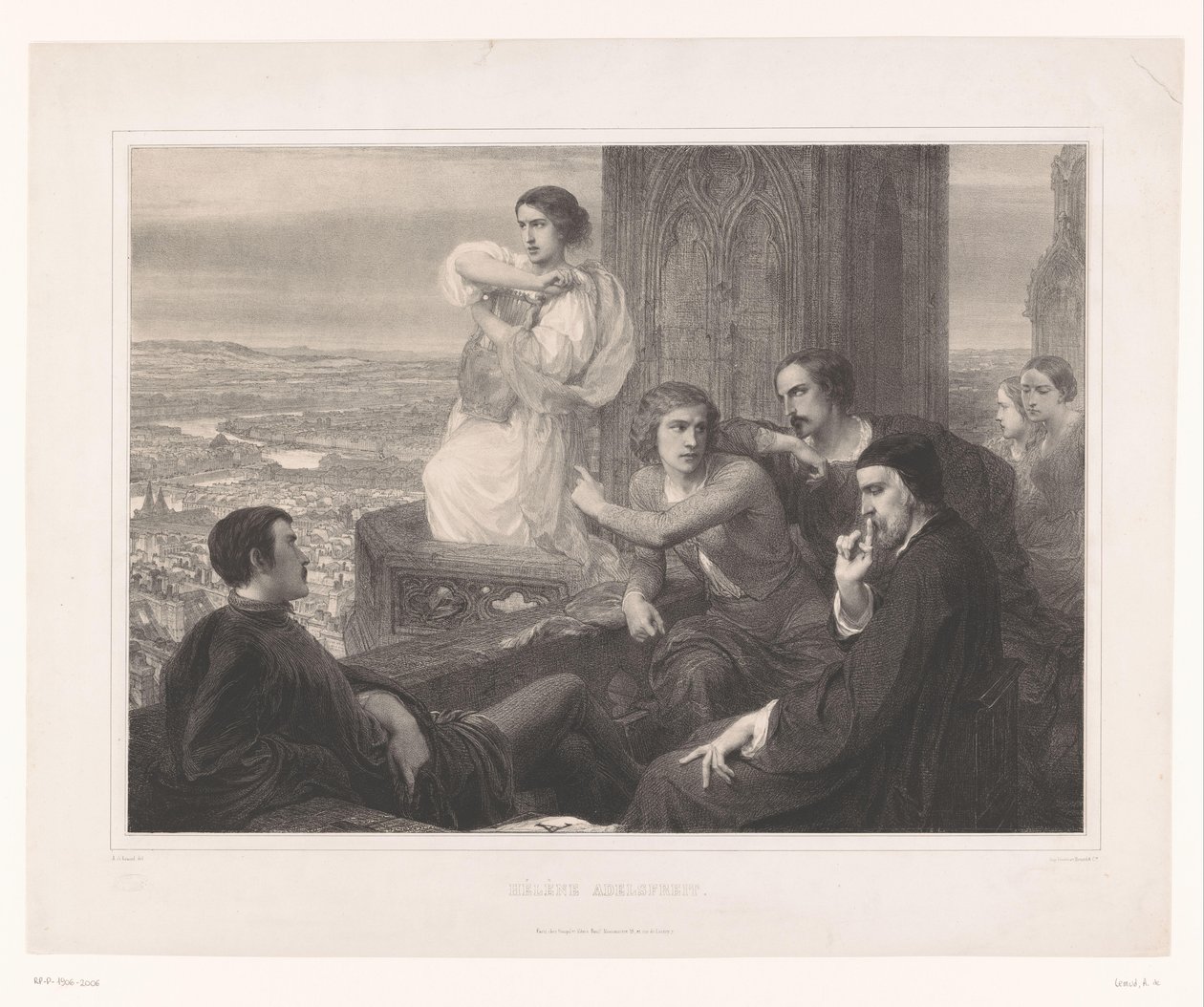 Hélène Adelsfreit lírájával és más figurákkal egy toronyban Helene Adelsfreit (cím a tárgyon) alkotó: Aimé de Lemud