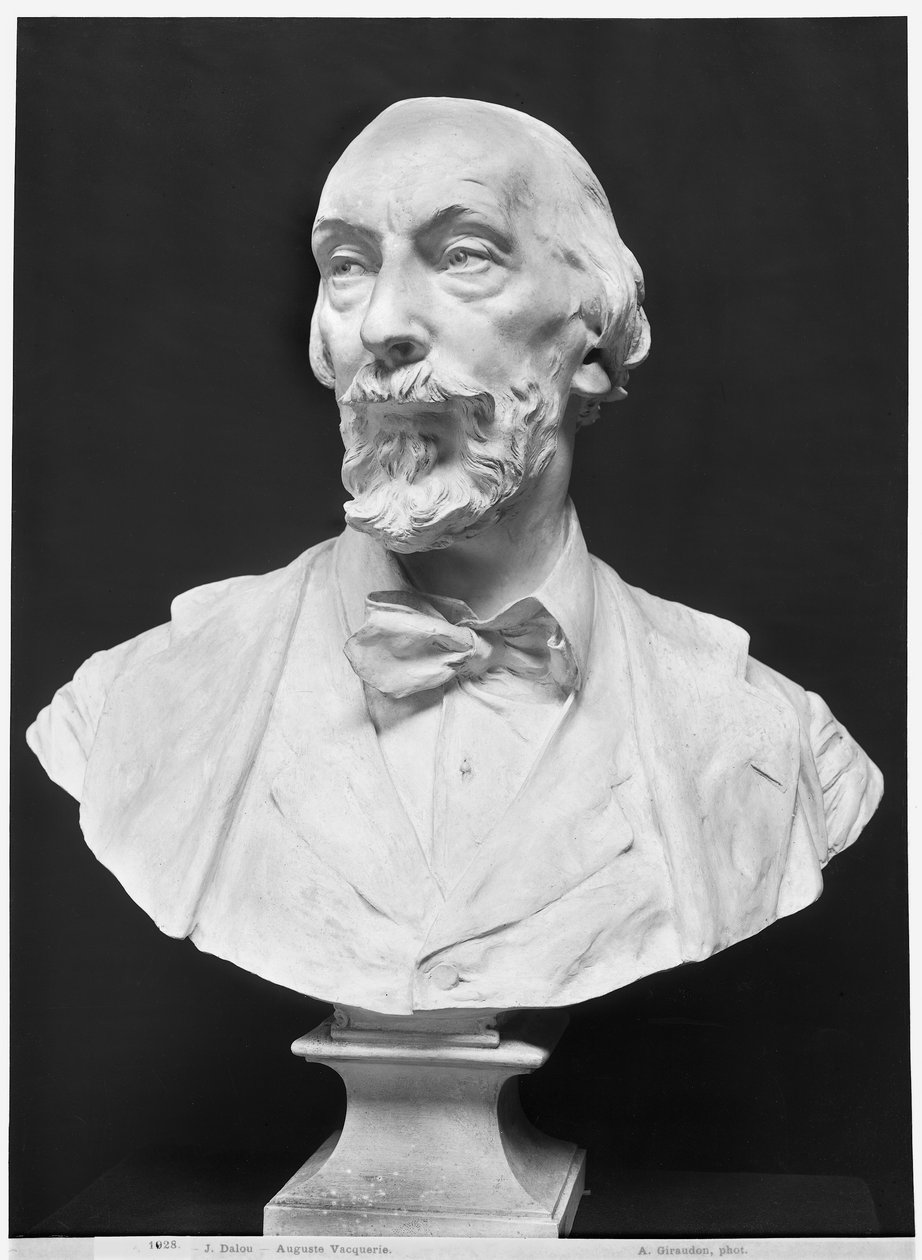 Auguste Vacquerie (1819-95) mellszobra (gipsz) (bw fotó) alkotó: Aime Jules Dalou