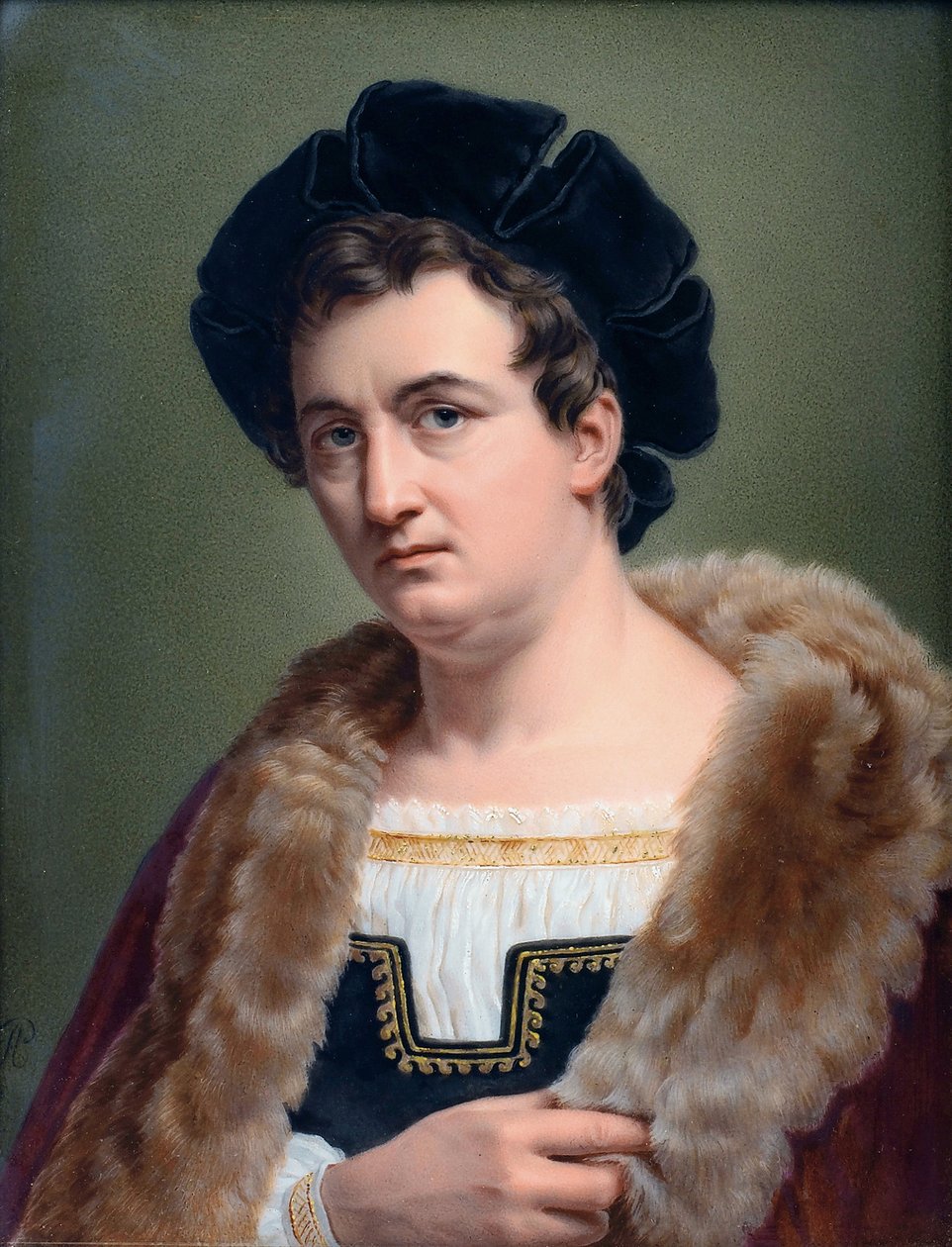 Francois-Joseph (Francois Joseph) Talma (1763-1826) francia színész portréja 1822-ben - Francois-Joseph Talma (1763-1826) portréja - Perlet, Aimee (aktív 1824-1845) - 1823 - Guache portrén 18,5x14 - Magángyűjtemény alkotó: Aimée Perlet