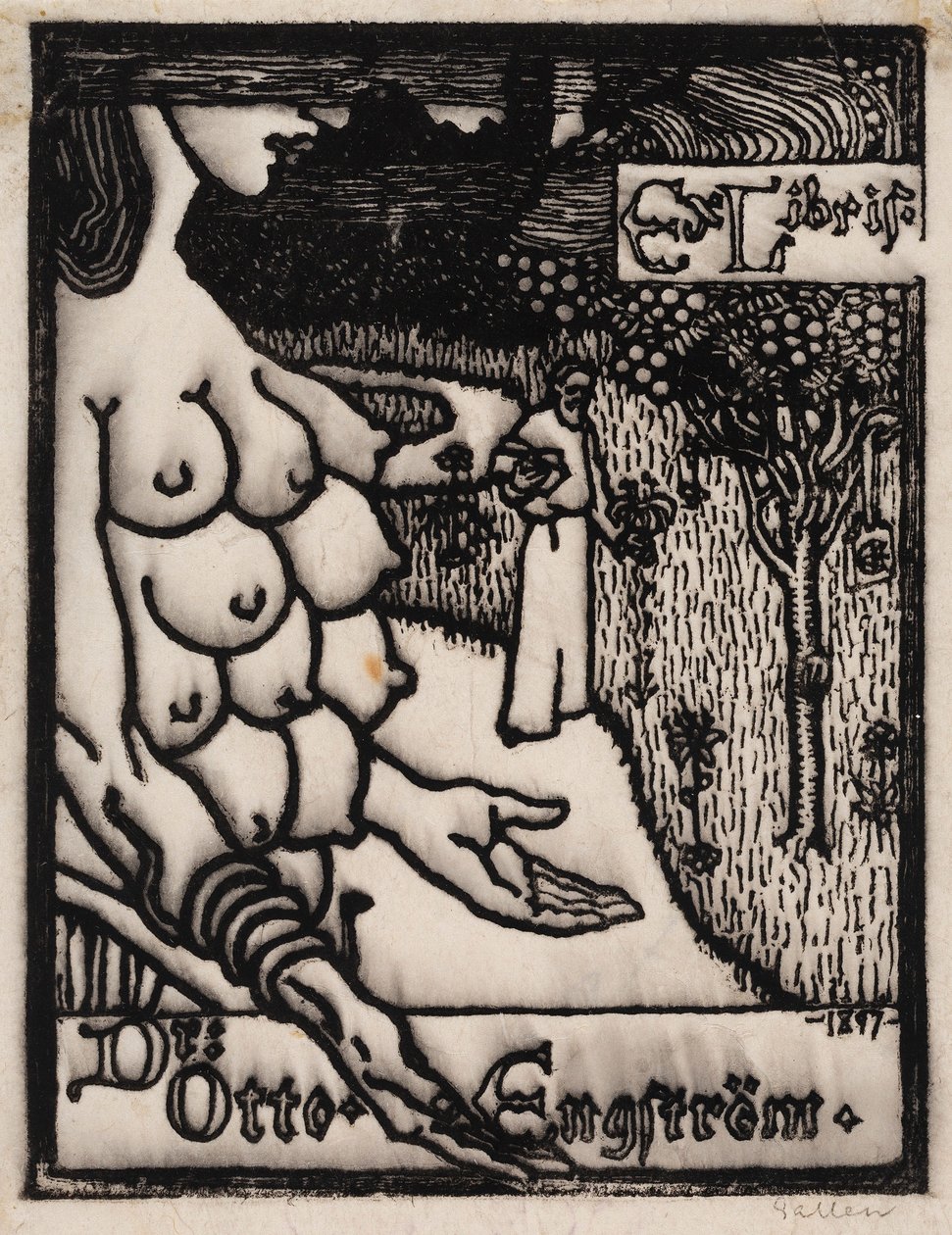 Exlibris Dr. Otto Engström számára alkotó: Akseli Gallen-Kallela