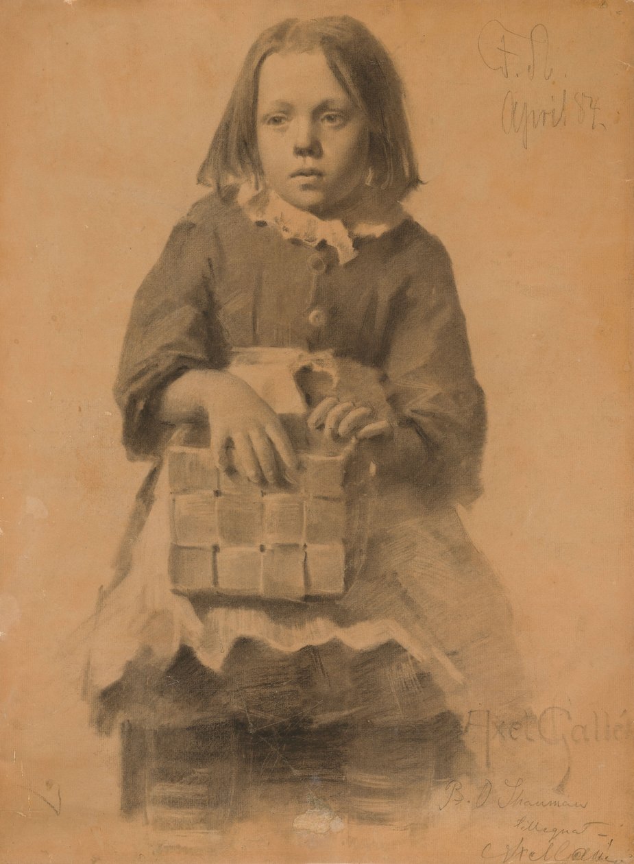 Lány nyírfa kosárral alkotó: Akseli Gallen-Kallela