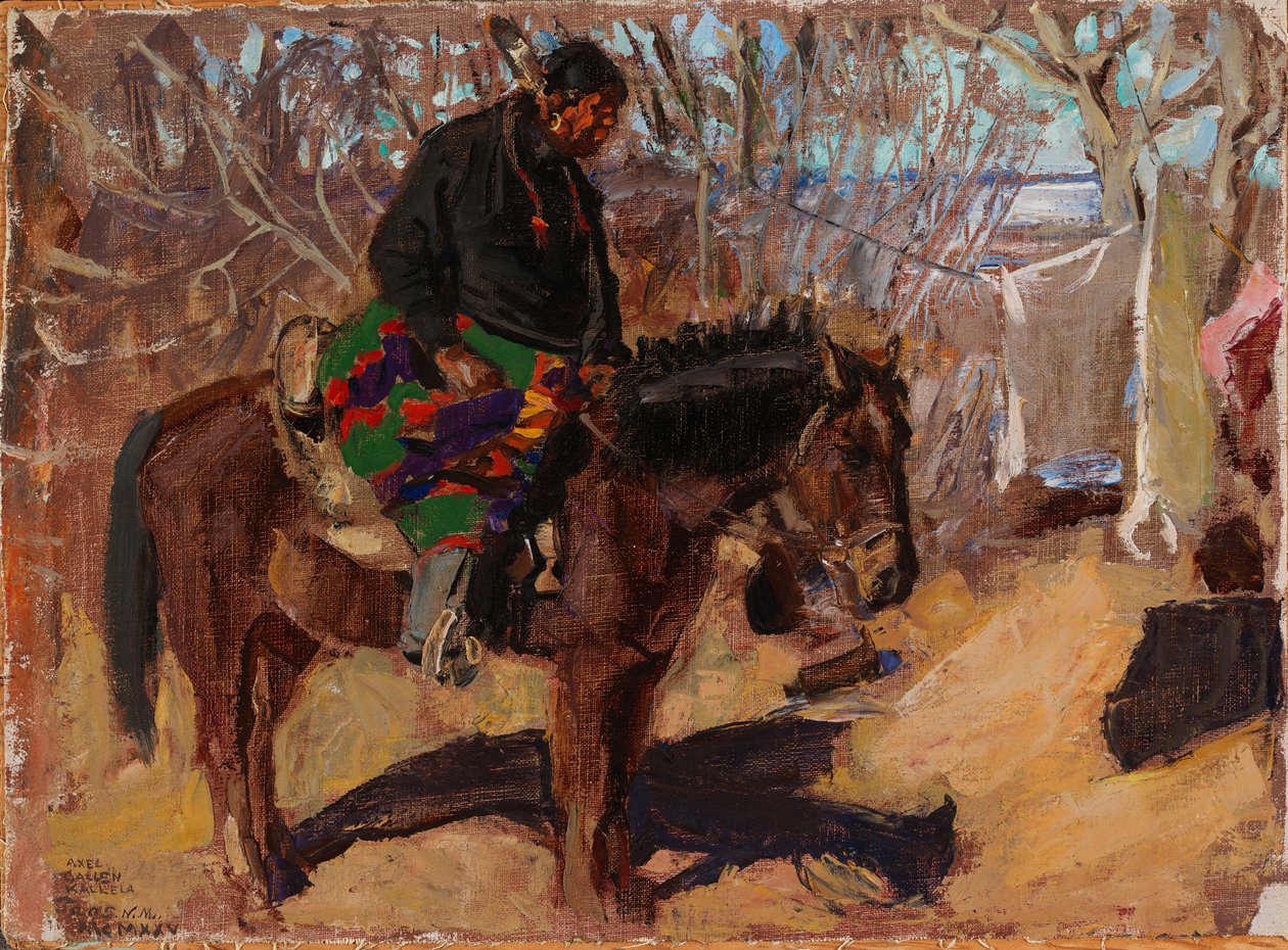 Lovon ülő amerikai indián alkotó: Akseli Gallen-Kallela