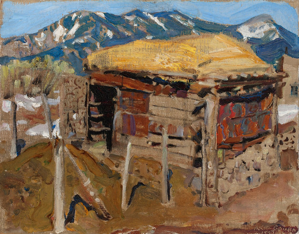 Fészer a Taos-hegységben alkotó: Akseli Gallen-Kallela