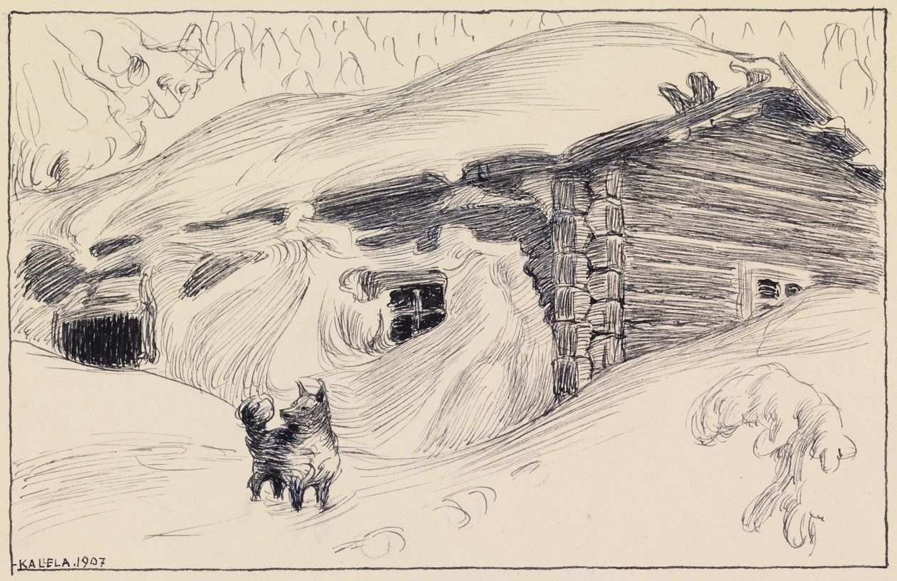 A kunyhó a hóban alkotó: Akseli Gallen-Kallela