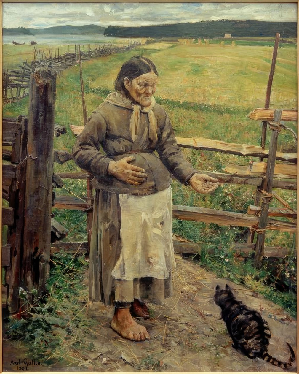 Idős nő macskával alkotó: Akseli Valdemar Gallen Kallela