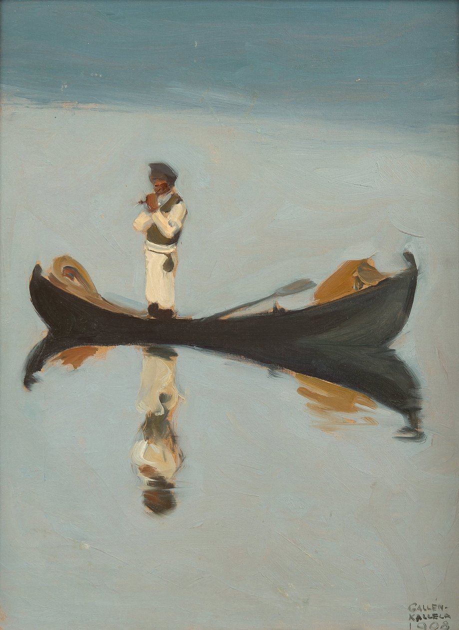 Férfi horgász a Gallen-Kallelán, Akseli (1865-1931) alkotó: Akseli Valdemar Gallen Kallela